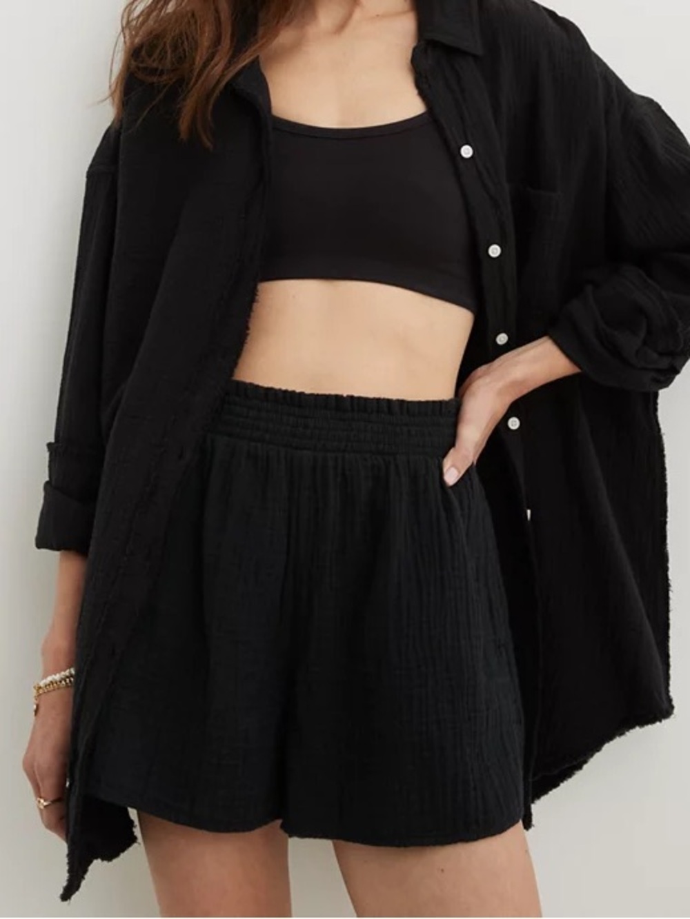 Aerie Gauzy High Waisted Short Black XXL